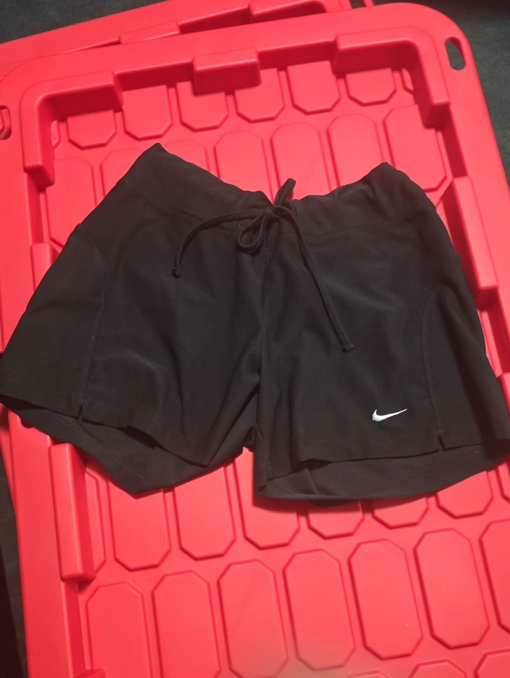 Nike Black Women's Athletic Shorts with White Swoosh